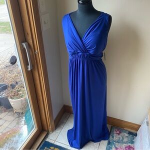 SOMA Isla Cross Back Maxi Dress Soft Jersey Built in Bra Navy Blue NWT